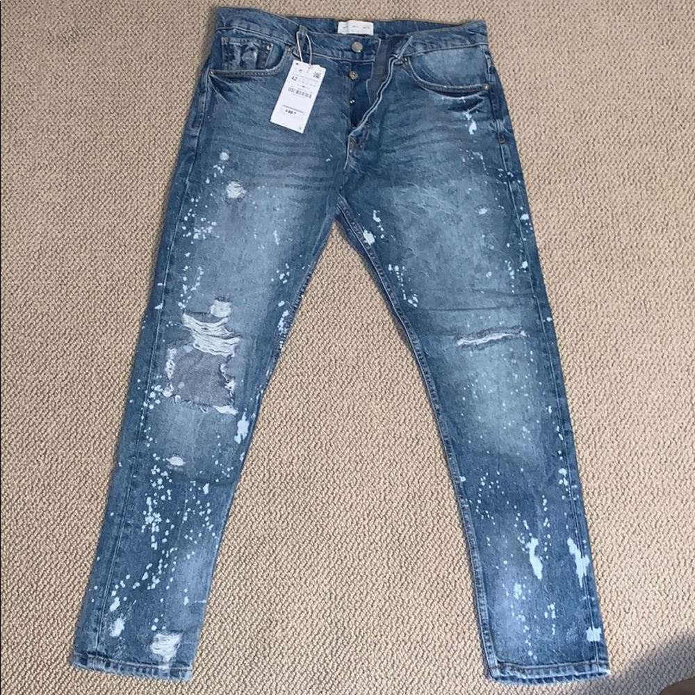 Zara destroyed bleached denim